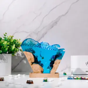 Handmade Mermaid Resin Sculpture – Unique Wave Epoxy Art, Ocean-Themed Collectible Model, Nautical Desk Display, Gift for Sea Lovers