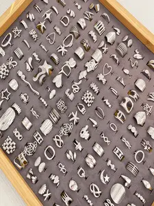 Vintage Silver Color Statement Rings Set, Unique Geometric Hollow Star Heart Shell Design, Titanium Steel Hypoallergenic Jewelry for Women