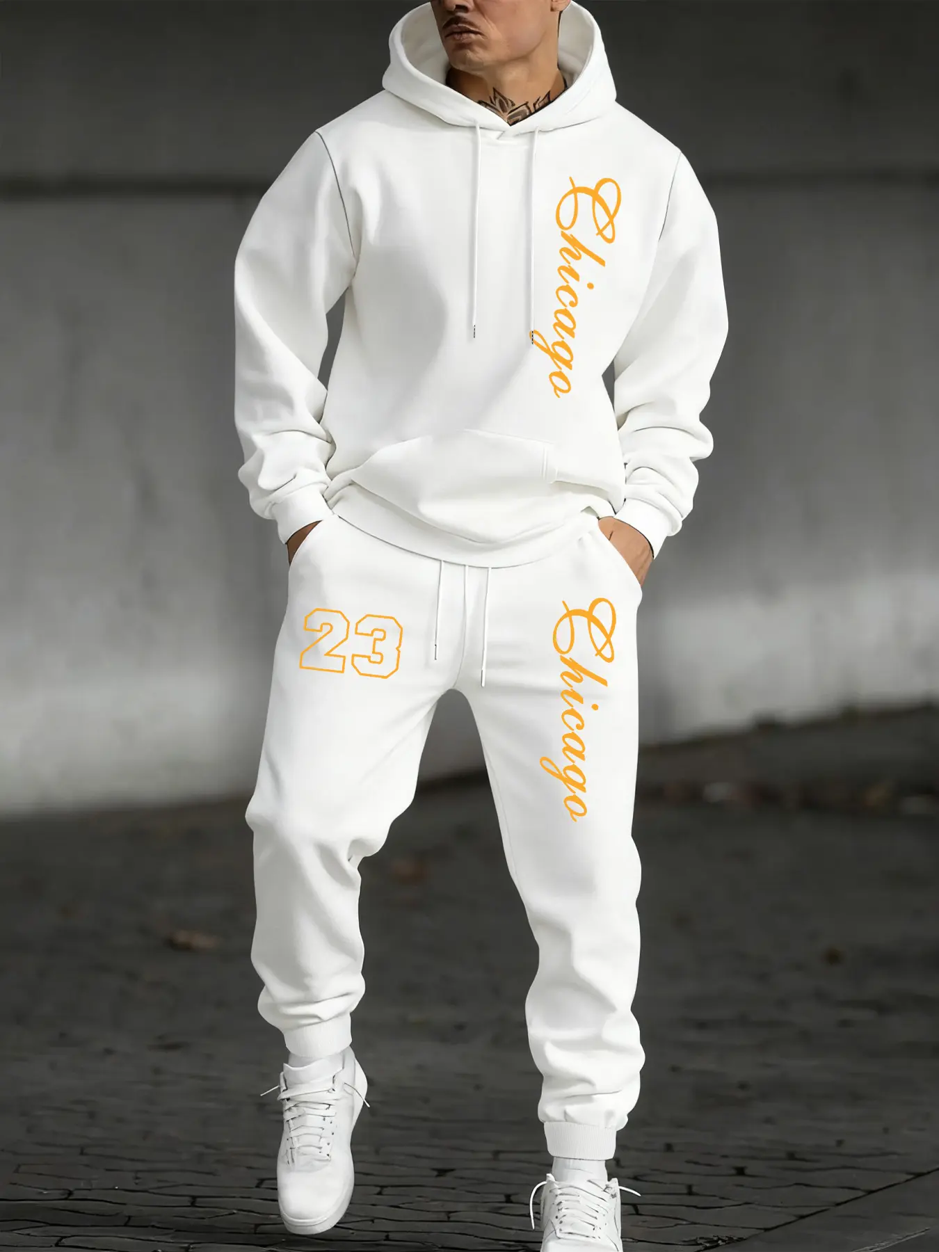 Men's Casual Hooded Sweatshirt and Drawstring Pants Set, Letter Print Design, Long Sleeve Fitted Comfortable Fashion, Outdoor Activities, Casual Style Set