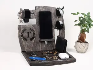 Wood Docking Station Gifts for Men, Desk Organizer, Anniversary Gifts for Boyfriend, Personalized Gifts for Him, Gift for Dad, New Job Gift