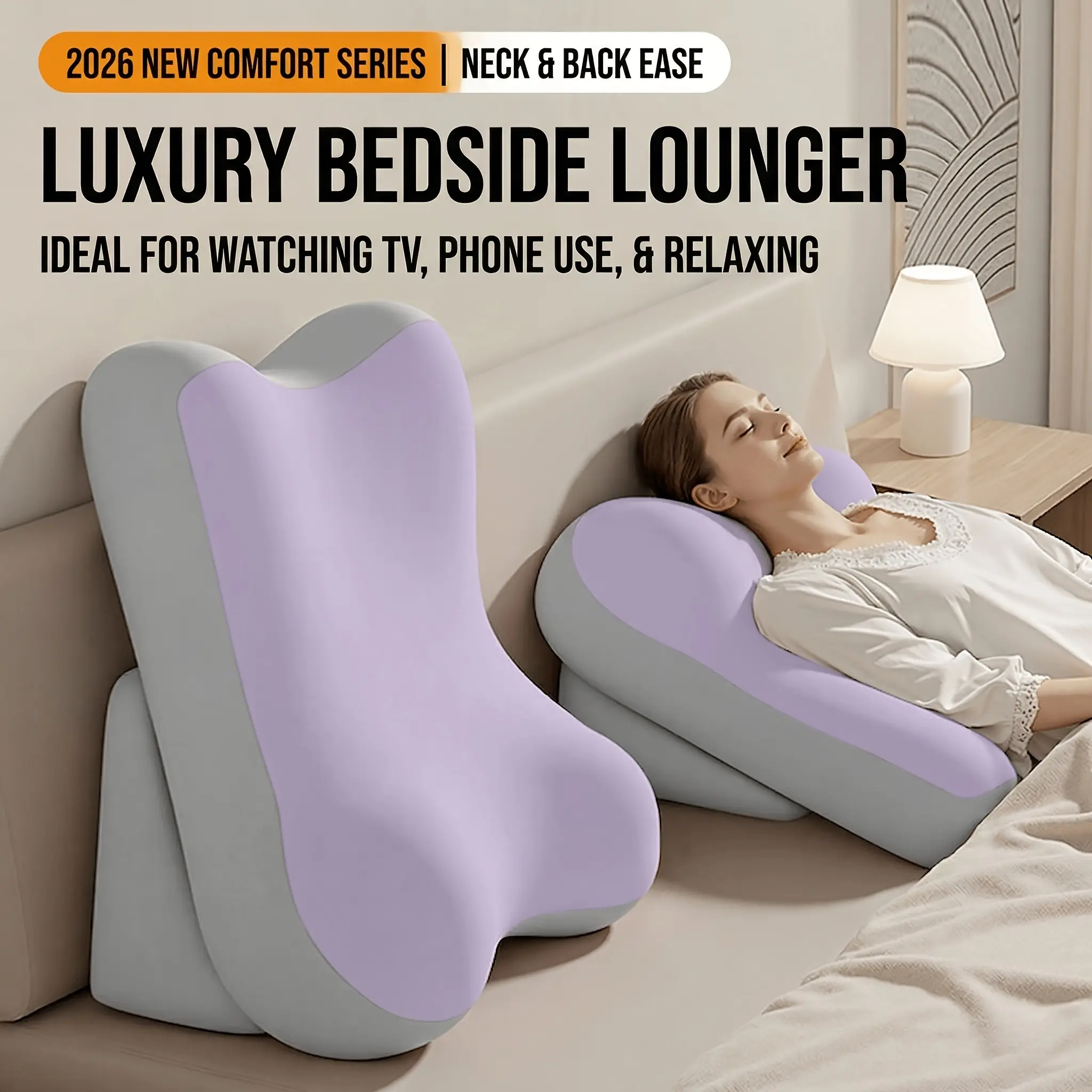 2-in-1 Adjustable Ergonomic Wedge Reading Pillow, Which Comes with Detachable Back Support Cushion, Washable Cover Bed Rest Pillow for Sitting Up In Bed, Perfect for Reading, Watching TV, Gaming And Leg Elevation Support
