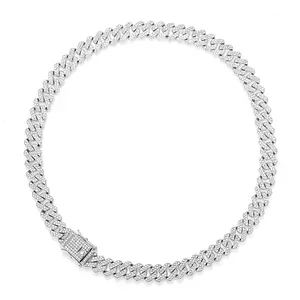 Synthetic Moissanite S925 Silver Cuban Chain Bracelet, Miami Cuban Link, Hip Hop Style Jewelry for Men, Rap Singer Fashion Accessory