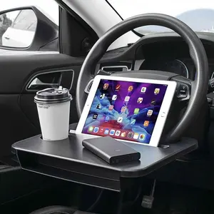 Double-use Steering Wheel Tray 14.5x11inch Car Food Trays for Eating with Drinks Holder Pad Laptop Multipurpose Travel Accessories Fits Wheels