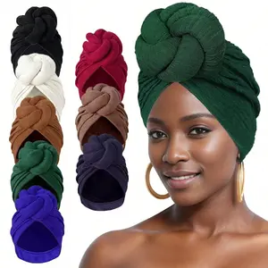 Luxury Solid Color African-Inspired Turban Headwrap – Exclusive Design With Artisan Forehead Bow |   Sophisticated Headwear For Special Occasions