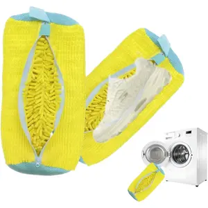 Shoe Washing Machine Bag,Laundry Shoe Bag for Sneaker,Tennis Shoes,Washer and Dryer, Cleaning Bag for Sock, Delicates,Gym Shoes (Yellow 2 count)