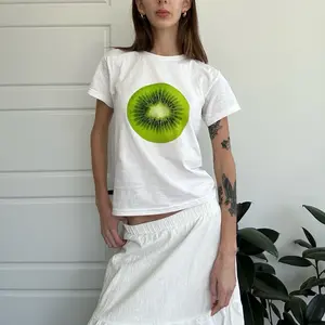Kiwi Shirt Green Print Y2K Baby Tee Charli Kiwi Shirt 90s Baby Tee Scandinavian Aesthetic Trending Fruit Shirt Graphic Baby Tee Summer 2024