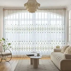 2 pieces of embroidered relief European floral pattern curtains, Net Curtains Window, with simple installation rods suitable for seasonal decoration. Suitable for home decor in bedrooms, living rooms, dining rooms, kitchens, and balconies.