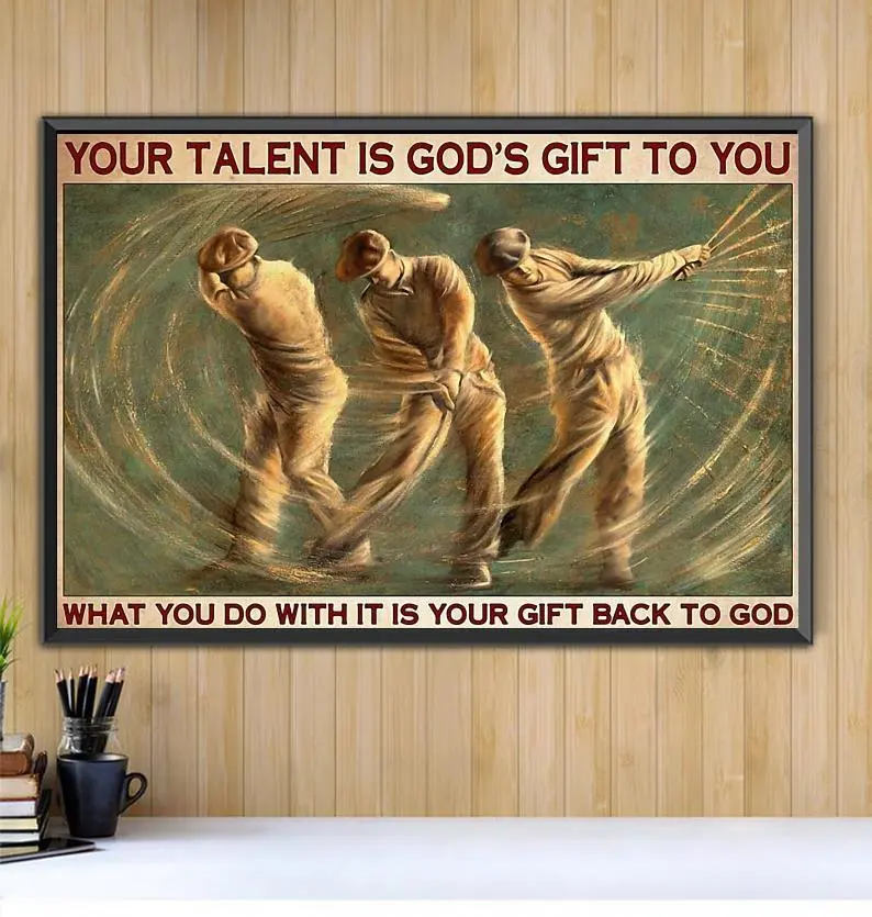 Printable Golf Art, Old Man Your Talent Is God’s Gift To You, Inspirational Quote Wall Art, Christian Faith-Based Sports Decor for Grandpas, Dads