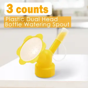 3 Counts Watering Can Sprinkler Head, Plastic Dual Head Bottle Cap Sprinkler, Small Watering Spout for Indoor and Seedlings Plants,Mixed-color