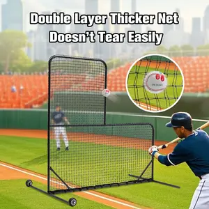 Heavy-Duty Baseball Practice Screen - L-Shaped Design with Oversized Target Zone - Portable Pitching Net for Backyard & League Training (Black)
