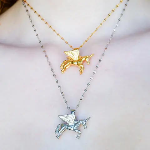 Flying Unicorn Necklace | Gold & Silver