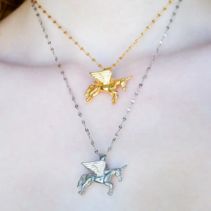 Flying Unicorn Necklace | Gold & Silver
