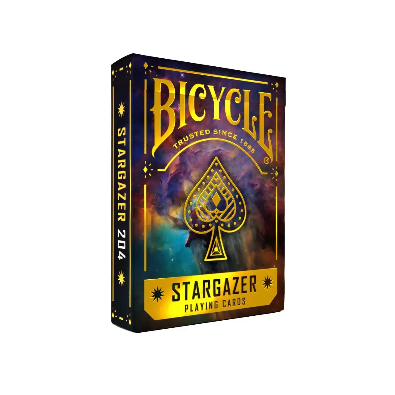 Bicycle Stargazer 204 Unisex Deck of Cards - Lagoon Nebula Galaxy Standard Deck with Cosmic Faces, Gold Tuck Accents, Jokers, Poker Card Design, Ace of Spades, Black Starfield Faces for 12+ Cardistry Enthusiasts, Space Fans