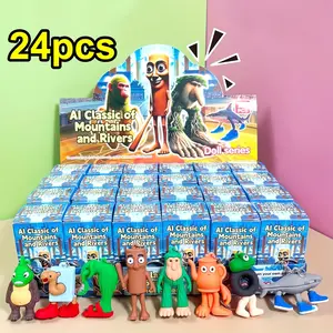 24pcs 3D Printed Cartoon Character Figurines, Car Decor, Desktop Display, Home Decoration, Perfect Gift for Friends, Unique Game Accessories