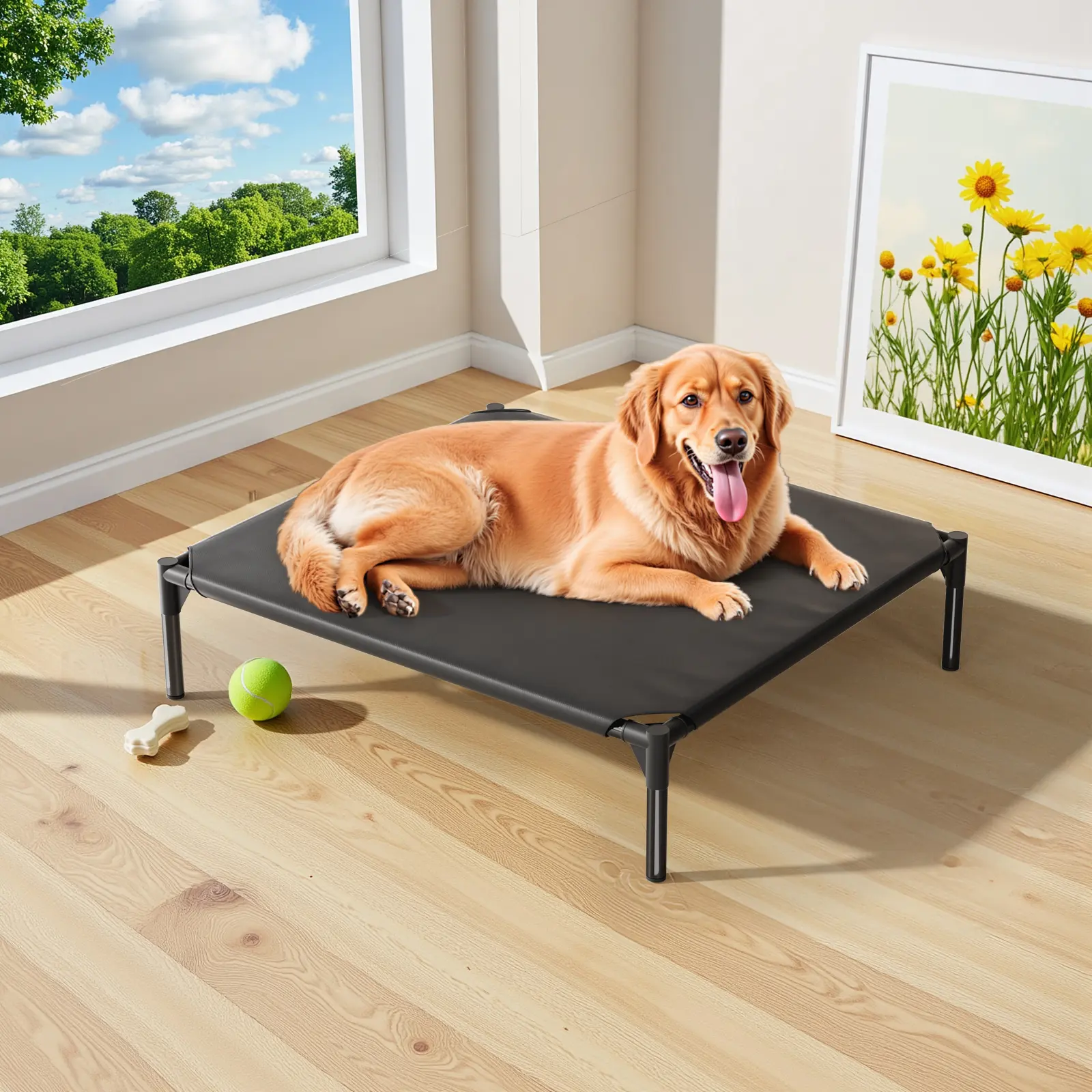 2XL Cot-Style Elevated Dog Bed - Furbaby Lifestyle Breathable Mesh Fabric, Joint-Supporting, Cooling, Indoor-Outdoor Use, Easy to Clean, No Assembly Tools Needed, Suitable for All Breeds