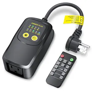 Outdoor Dimmer for String Lights - 560W Dimmer Plug with Daily Timer & Memory, IP65  Plug in Dimmer  with 100FT Remote & Backup Button for Patio Lights, Backyard Party & Holiday Decor