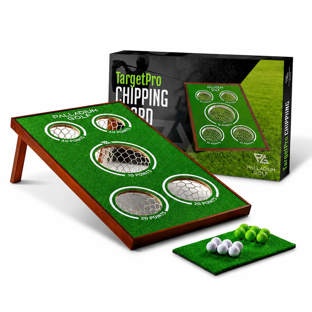 Palladium Golf Chipping Game Board - Solid Wood Golf Game Cornhole Set - Heavy Duty Practice and Play Equipment