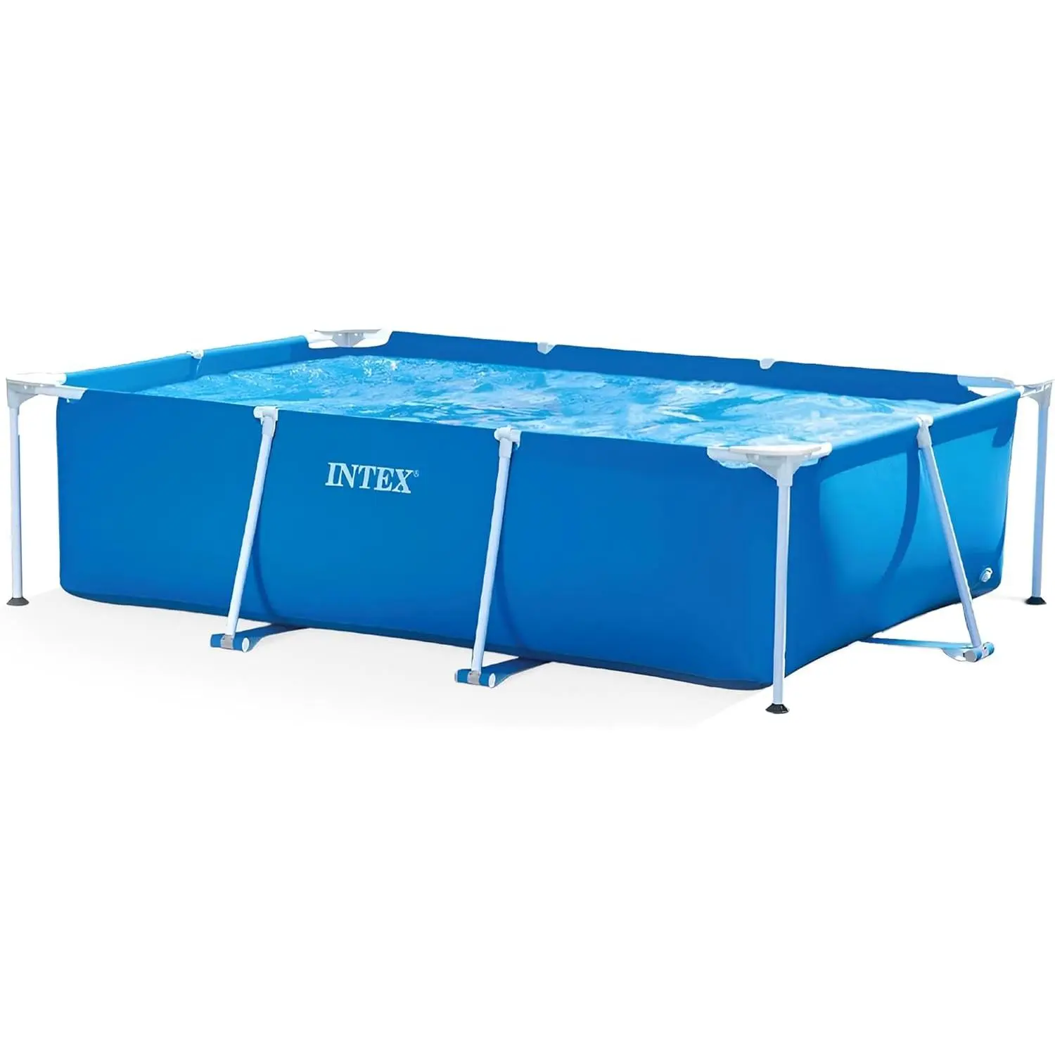 INTEX Rectangular Steel Frame Above-Ground Outdoor Swimming Pool, 9ft10in x 6ft6.75in x 29.5in Size, PVC Liner, Quick Setup, 1013gal Capacity, Pump Not Included