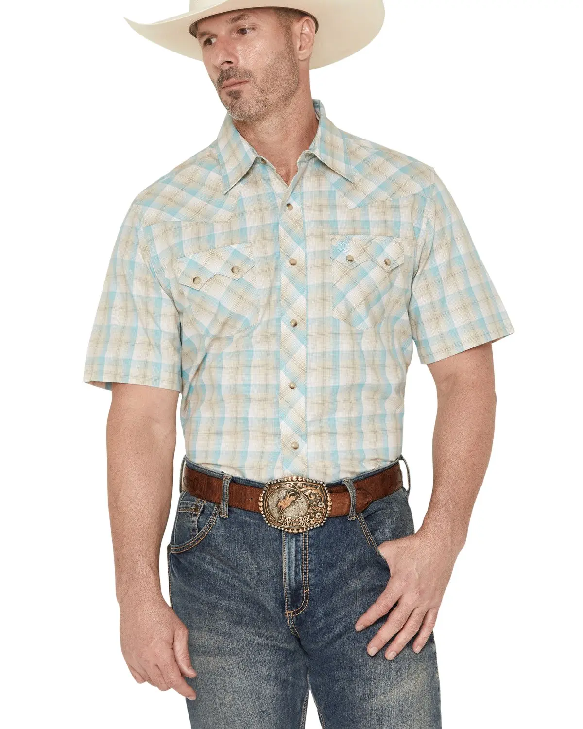 Wrangler Men's Retro Men'S Plaid Print Short Sleeve Snap Western Shirt - 112378930