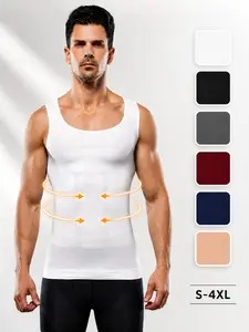 Men Seamless Compression Tank Top Slim Fit Body Shaping Undershirt Breathable Stretch Vest for Workout Daily Wear