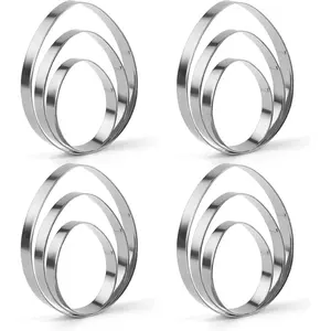 12 count Easter Egg Cookie  Set, Stainless Steel Egg Shaped Cookie Cutters, 3", 4", 5"