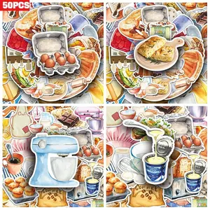 50pcs of cute and refreshing cartoon stickers for baking time, perfect for scrapbooks, diaries, laptops, water bottles, cars, and other items. A gift with a positive message and a design based on belief, Sticker Decals