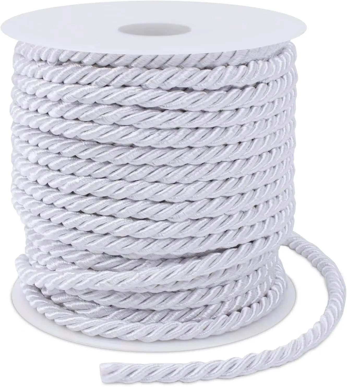 27 Yards Twisted Silk Rope Cord, Soft White Rope Satin Cord Trim 5mm Nylon Cord, Thick Decorative Rope, Cording for Crafts, Curtain Tieback, Home Décor, Graduation Cords