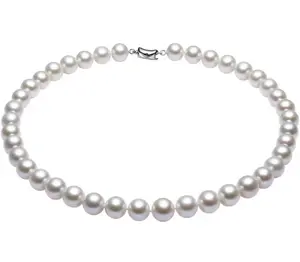 10mm White Pearl Necklace For Women, Pearl Strand Necklace Jewelry, Good Love Gift For Anniversary, Birthday