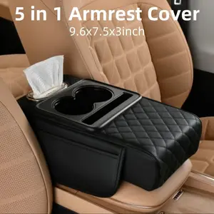 Car Center Console Storage Box, Multifunctional Car Armrest Pad, Interior Accessories for Organization, Leather Armrest Raising Pad
