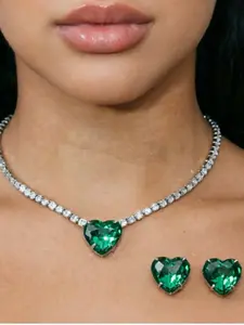 Luxurious Rhinestone Heart & Cubic Zirconia 3-Piece Jewelry Set, Fashion Necklace Gift, Perfect for Women, Girls, Graduation, Birthday