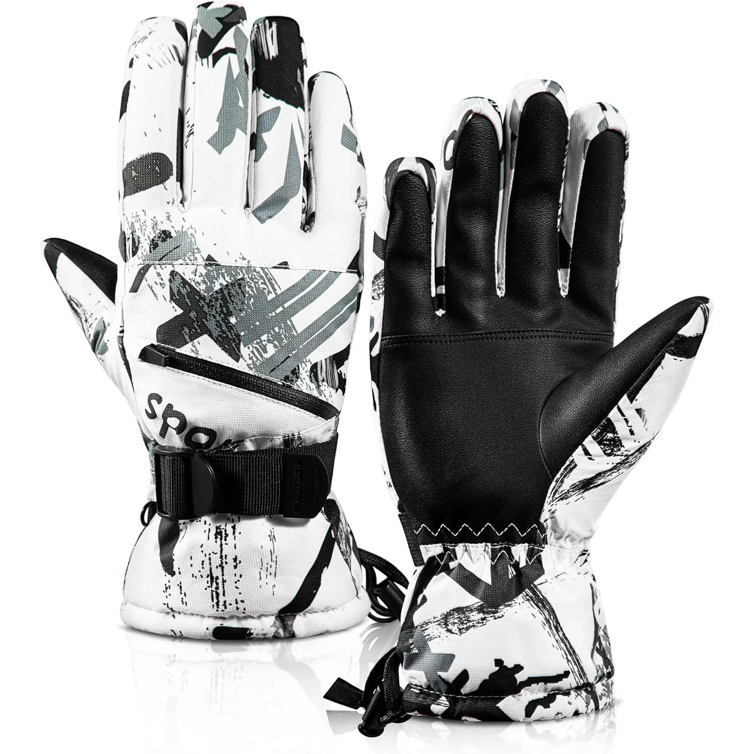 Winter Ski Gloves - 5-Finger Waterproof Winter Gloves, Snowboarding Glove, Touchscreen Ski Glove Men