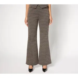 by Stacy London Petite Patterned Knit Jacquard Flare Pant