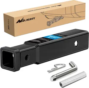 Nilight Trailer Hitch Receiver Extender Adapter Reducer 2 to 1-1/4 Inch Hitch Adapter 6-4/5 inch Extension Sleeve Convertor 350Lbs with 1/2-Inch Diameter Pin and Clip with 5/8-Inch Adapter