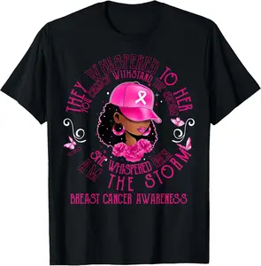 I'm The Storm Black Women Breast Cancer Survivor Pink Ribbon T-Shirt,Black crew neck cotton S-5XL plus size T-shirt,Hope & Strength Fabric Top