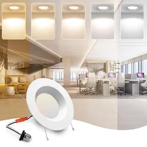 POWERASIA 5/6 Inch LED Can Recessed Lighting,5CCT Night Lights Dimmable Downlight Panel Light Ceiling for Bedroom,Living,Party,Corridor