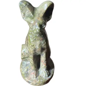Jade Egyptian Cat Statue - Elegant Design with Engravings, Ideal for Home Decor and Spiritual Reflection