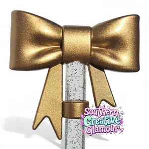 Princess 3D BOW Silicone Straw Topper - Bronze Shimmer