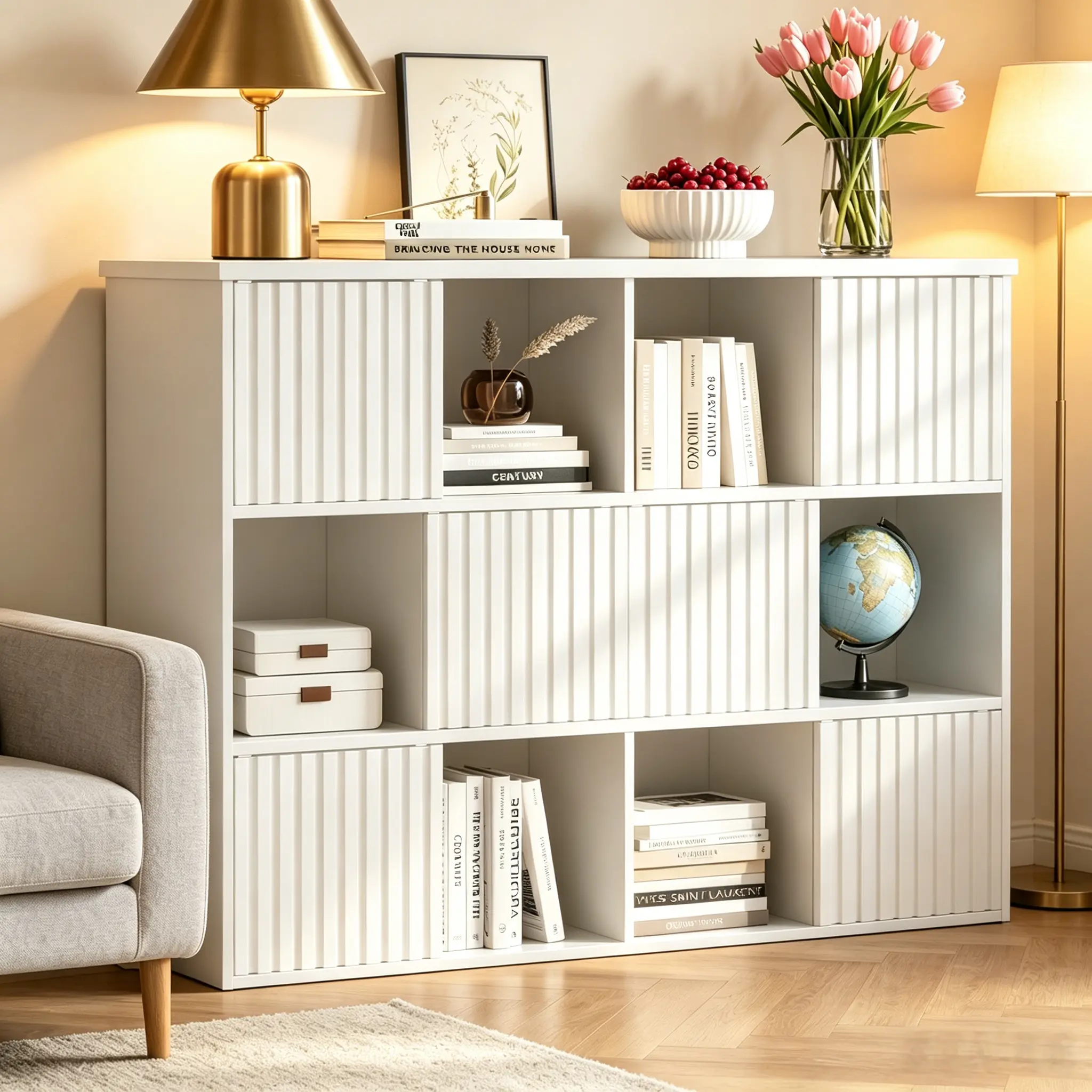 Office Bookshelf Shelving Unit, Modern Cube Bookcase, Multi-use Storage Organizer for Home & Office