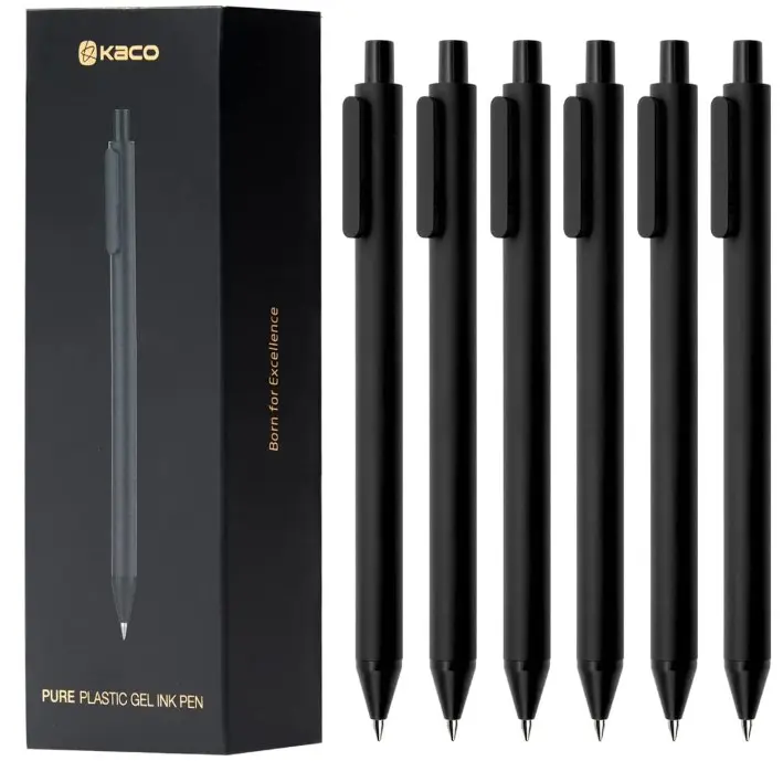 Kaco Gel Pens, 0.5 mm Fine Point, Black Ink 10 Count, Quick Dry Smooth Writing, Aesthetic Office Supplies Refillable Retractable