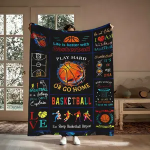 Basketball Fan Blanket Gift, Life Is Better With Basketball Play Hard Eat Sleep Repeat Flannel Throw, Soft Cozy Warm Nap Blanket for Bedroom Living Room Man Cave, Cool Gift for Him Her Baller Friend, Christmas Birthday Holiday Present