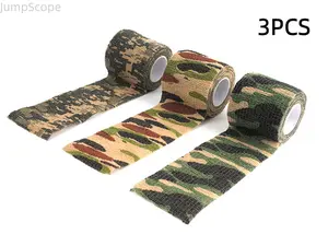 3Pcs Camouflage Self-Adhesive Bandage Wrap, Elastic Cohesive Camo Tape, Stretchy Non-Woven Protective Tape for Outdoor Hunting Tactical Sports