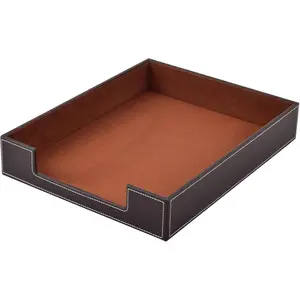 Leather Luxury Letter Tray, Stackable Multipurpose Desktop Storage Organizer for Mail Paper Files Magazines Jewelry Cosmetics, Coffee