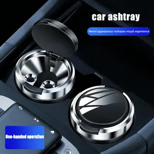 Car Ashtray Large Capacity Press to Open Design, Flame Resistant and Heat Insulated, Fits Cup Holder for Stable Placement