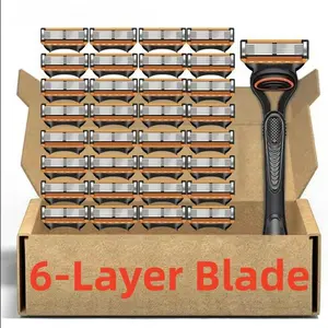 New Seiko Men's Six-Layer Manual Shaver, Shaving Razors, Anti-Cut Razor Blades, Stainless Steel, Replaceable Heads, Washable Whole Machine