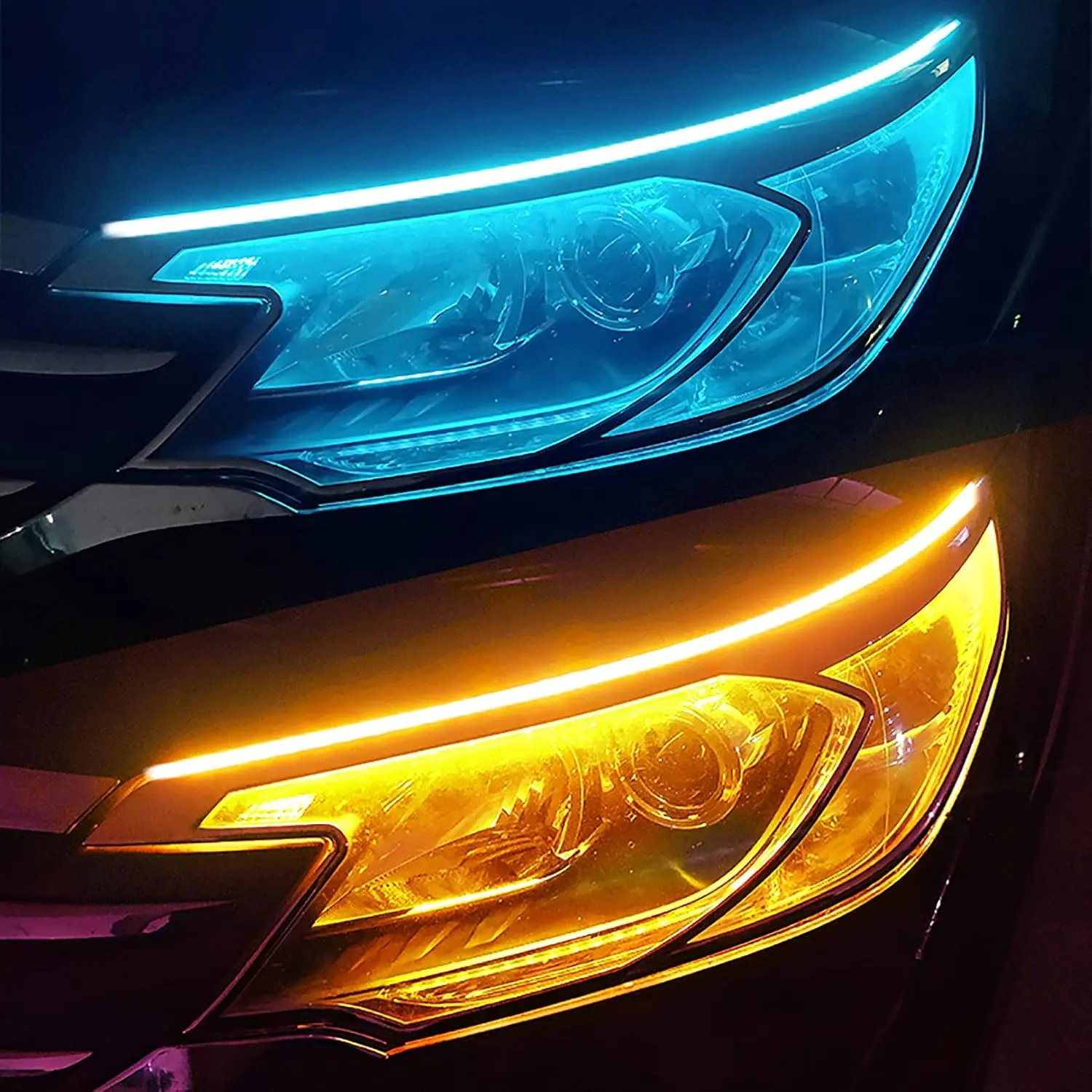 LED DRL Car Daytime Running Light,2 Pack LED Drl Car Daytime Running Lights, 12V Sequential Turn Signal, Bright Flowing Design, Multifunctional Car Led, Enhanced Safety & Style, Car Ambient Lighting