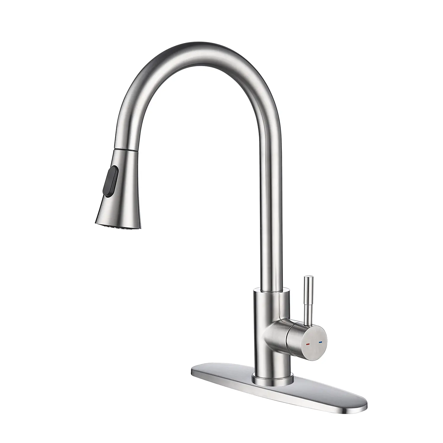 Kitchen Faucet with Pull Out Sprayer, High Arc 360° Swivel Kitchen Sink Faucet, Single Handle Kitchen Mixer Faucet with Aerated Water Flow, Corrosion Resistant Finish for Kitchen, Utility Sink, Brushed Nickel
