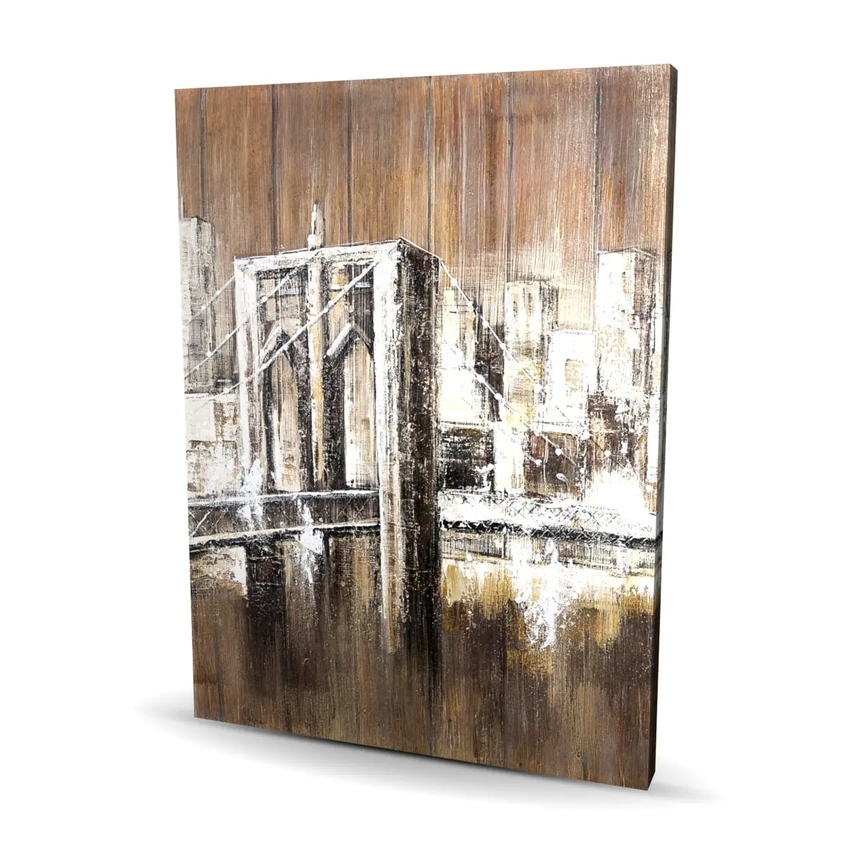360 stand Brooklyn Bridge Silhouette Artistic Wall Decoration Poster - 36x48 in Aged Finish, High-Def Print, Urban Charm Industrial Style, Bedroom Home Decor, Architectural Style Wall Arts, Personal Use