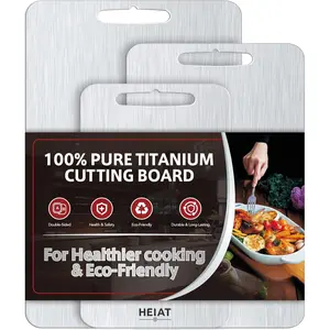 Titanium Cutting Board Set of 3, 100% Pure Titanium Cutting Boards for Kitchen, Non-Toxic, Double-Sided Chopping Boards for Raw & Cooked Food, Handles Included, Dishwasher Safe(S+M+L)