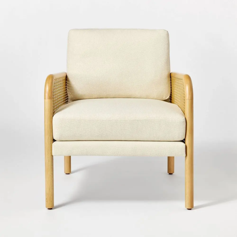 Cane and Upholstered Accent Chair Cream - Threshold designed with Studio McGee Assembly Required