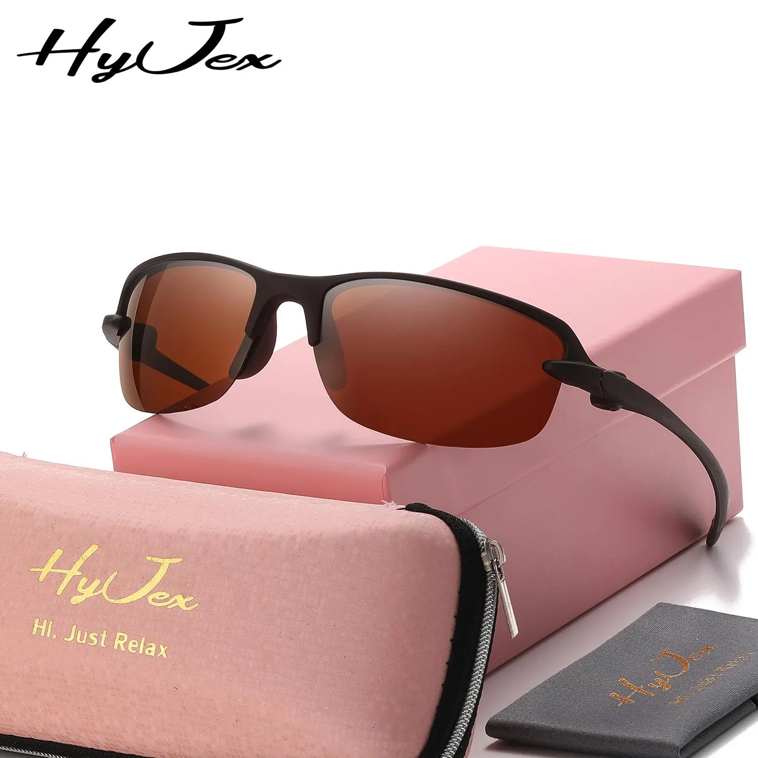 HyJex Unisex Polarized Half Frame Sports Sunglasses Vintage Sunglasses Retro Eyewea UV400